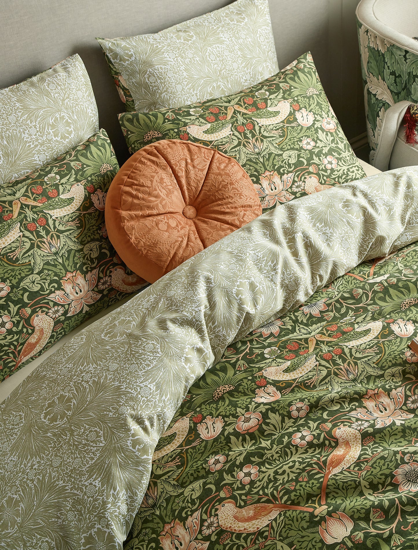 Strawberry Thief Bedding Set Nettle Green