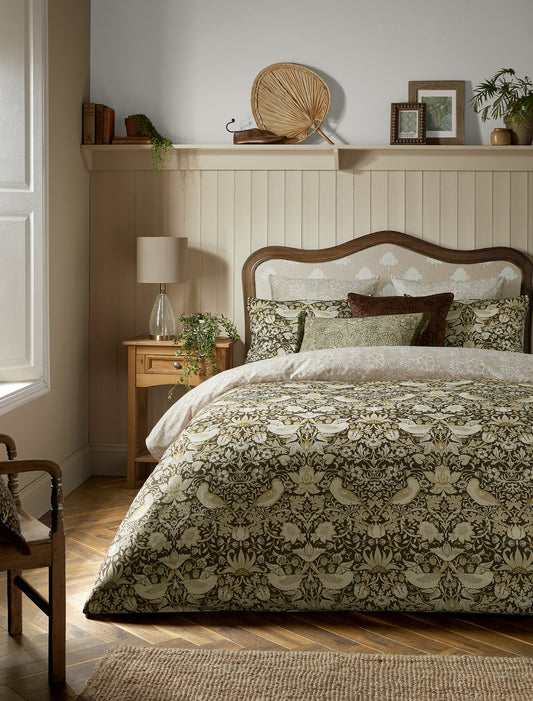 Strawberry Thief Bedding Set Black