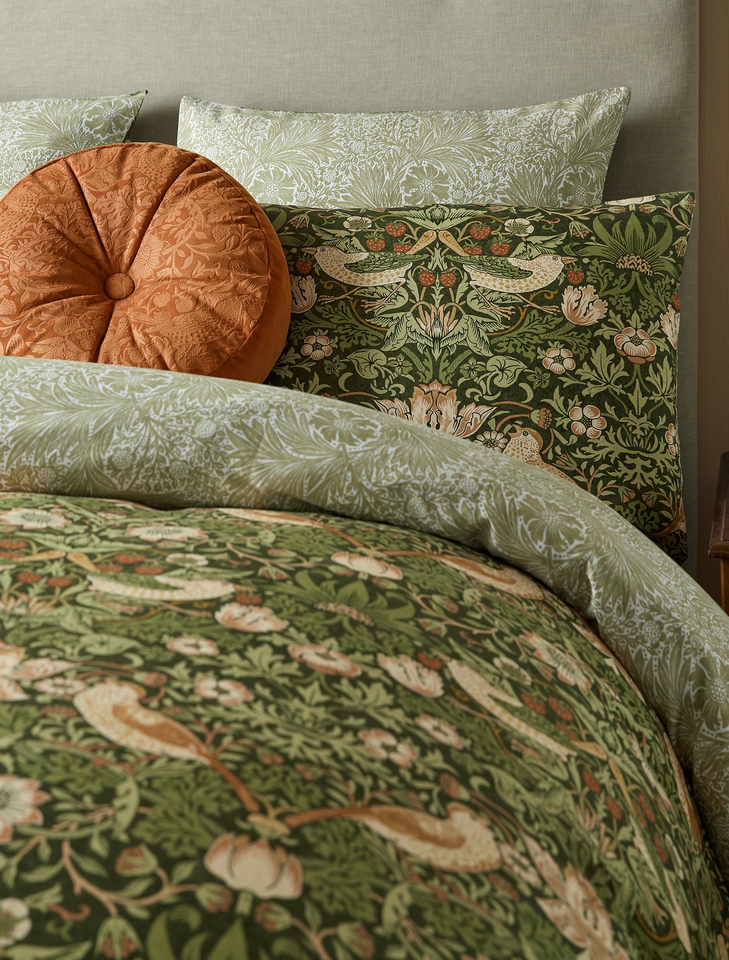 Strawberry Thief Bedding Set Nettle Green