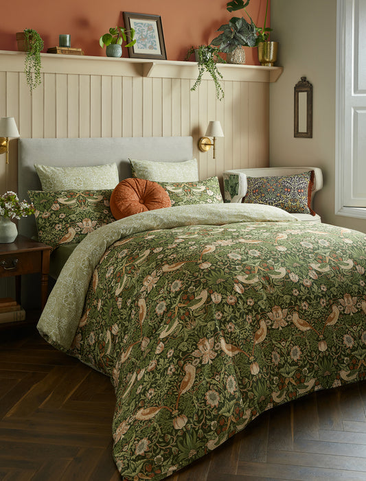 Strawberry Thief Bedding Set Nettle Green